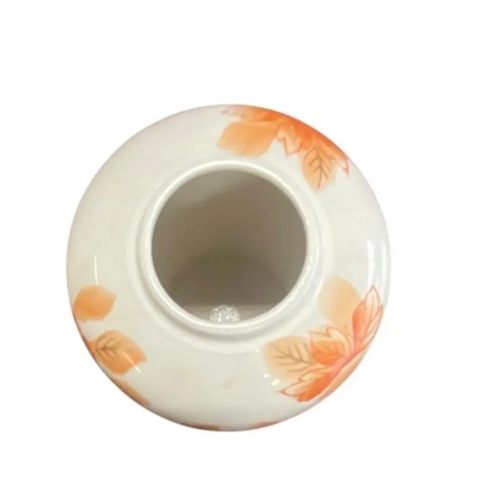 Vintage Porcelain Ginger Jar Vase with Orange Floral Design – 6